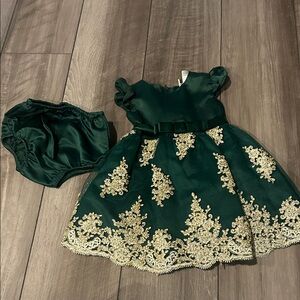 Rare Editions Green and Gold Formal Dress for Kids